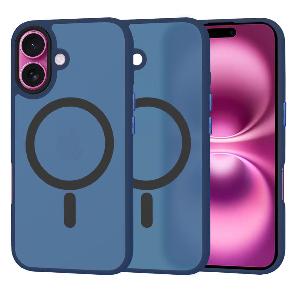 Techsuit iPhone 16 Plus - HaloFrost Series MagSafe - Σκληρή Θήκη με Πλαίσιο Σιλικόνης - Deep Blue