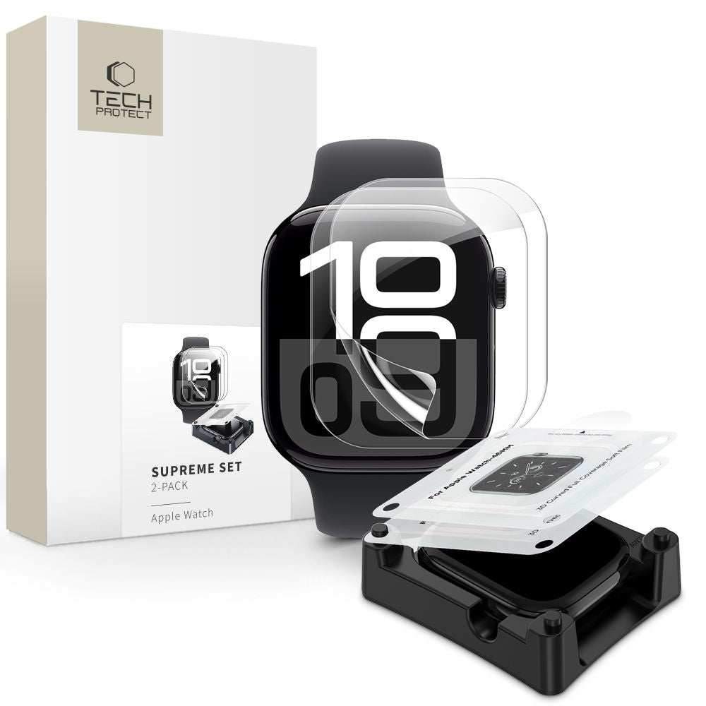Tech - Protect Προστασία Οθόνης Apple Watch 10/11 - 46mm Supreme Set Προστατευτική Μεμβράνη Οθόνης - 2 Τεμάχια - Διάφανη