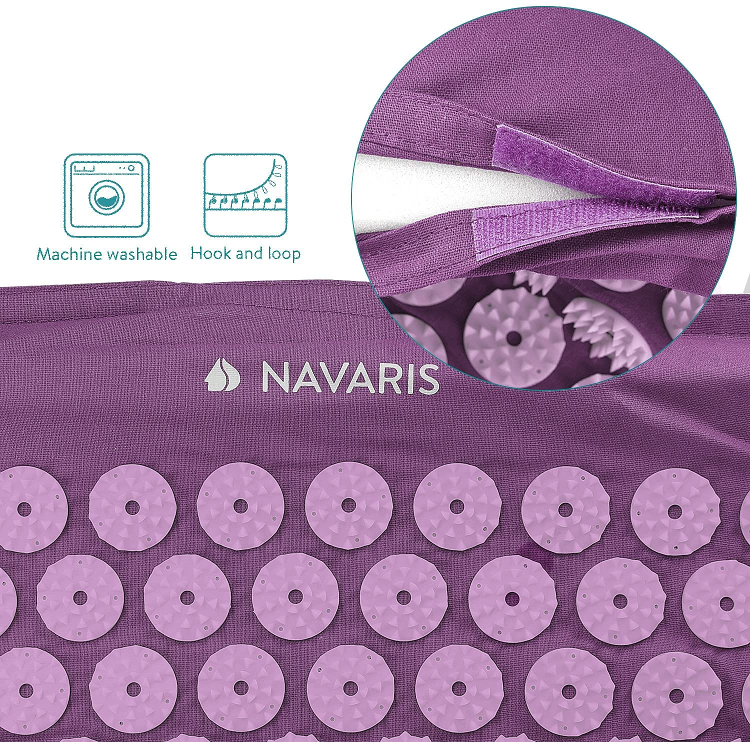 Navaris 2 - in - 1 Acupressure Mat and Pillow Set Σετ 2 σε 1 Χαλάκι και Μαξιλάρι Μασάζ - Berry - 43899.26