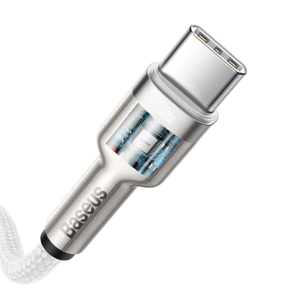 Baseus Cafule Series Metal Cable Type - C 5A PD 100W - Καλώδιο Γρήγορης Φόρτισης Type - C to Type - C 2M - White - CATJK - D02