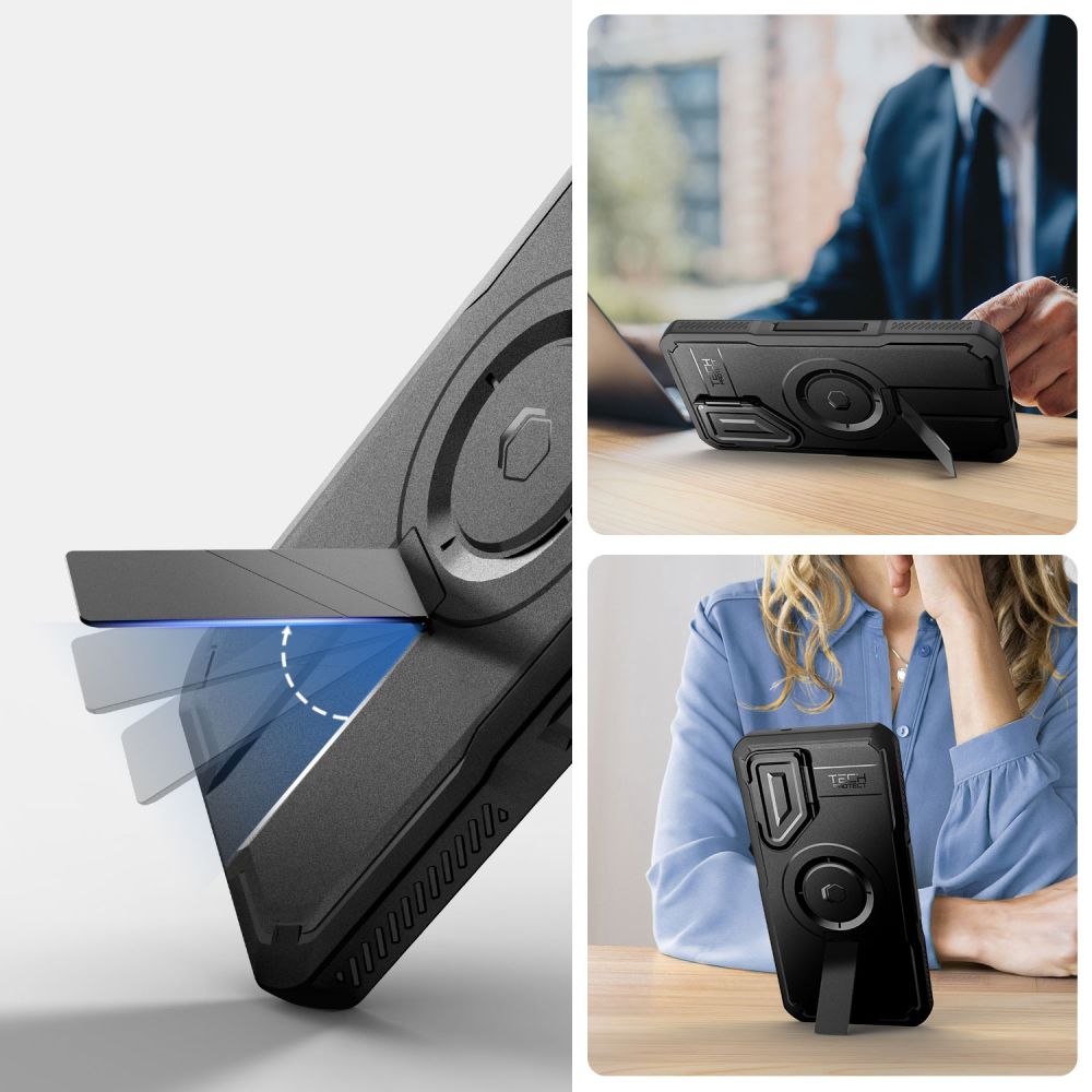 Tech - Protect Samsung Galaxy S25 Plus Kevlar MagSafe+ Σκληρή Θήκη με Προστασία για την Οθόνη / την Κάμερα και Stand - Black