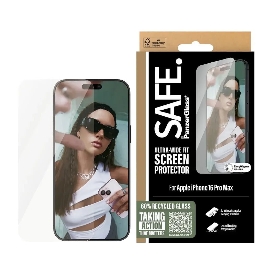 Safe by PanzerGlass iPhone 16 Pro Max Ultra - Wide Fit Case Friendly Full Screen Αντιχαρακτικό Γυαλί Οθόνης - Διάφανο - SAFE95878
