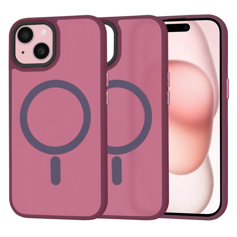 Techsuit iPhone 15 - HaloFrost MagSafe - Σκληρή Θήκη με Πλαίσιο Σιλικόνης - Bordeaux