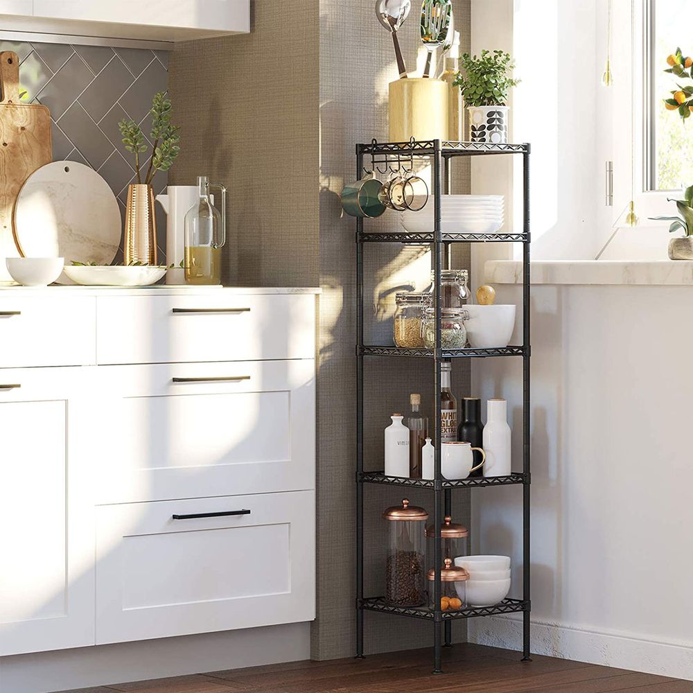 Songmics Μεταλλική Ραφιέρα με 5 Πλαστικά Ράφια - 30 x 30 x 123.5 cm - Black - LGT029A01