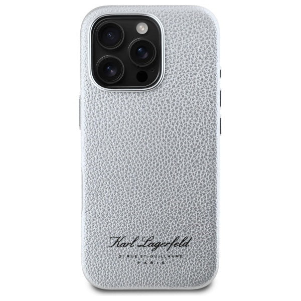 Karl Lagerfeld iPhone 16 Pro Max - FW Hotel RSG Σκληρή Θήκη με Επένδυση Συνθετικού Δέρματος - Grey - KLHCP16XPGWCMKHG