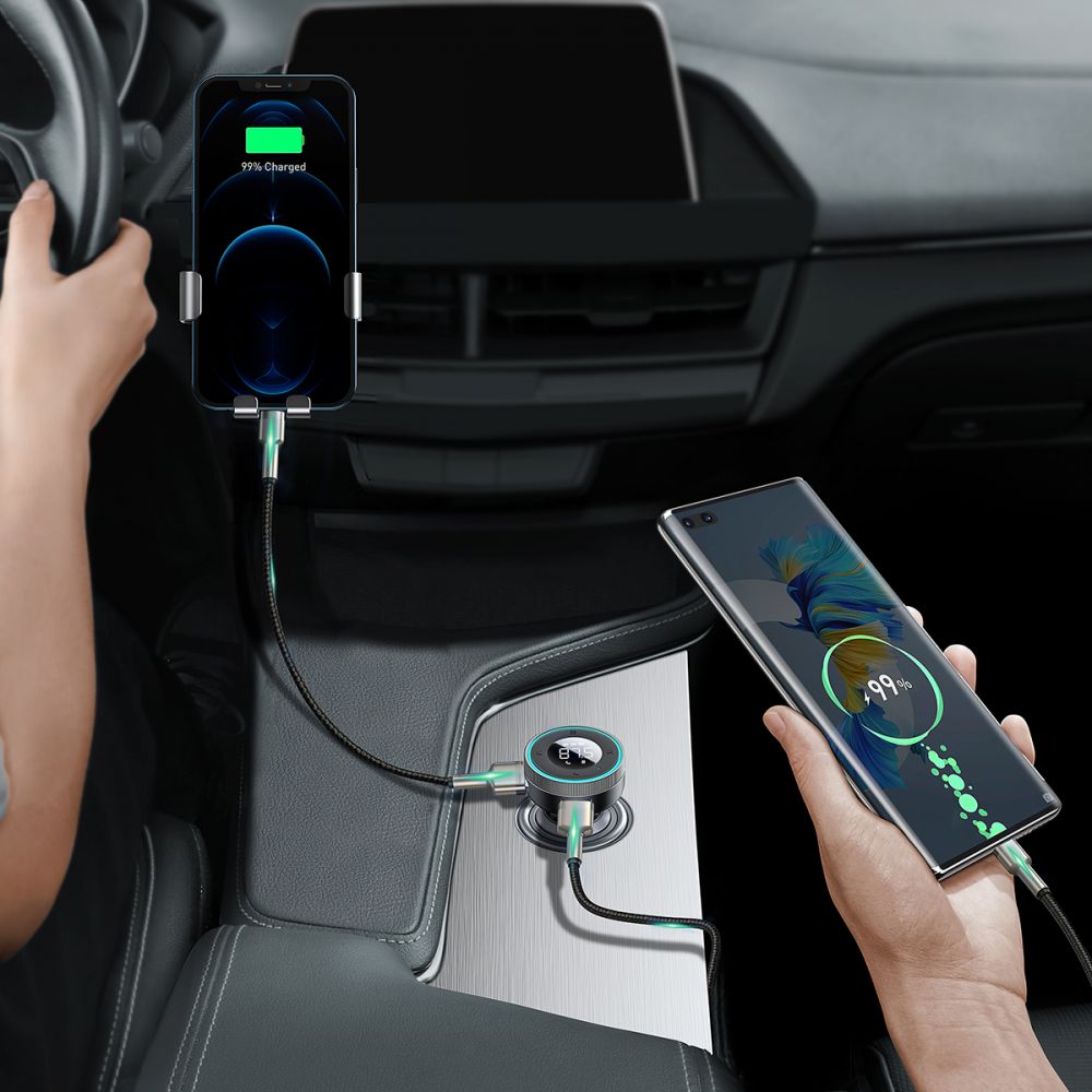 Baseus CCLH - 01 Car Charger and FM Transmitter 2xUSB QC3.0 για Αναπαραγωγή Μουσικής / Φόρτιση Κινητών στο Αυτοκίνητο - Black