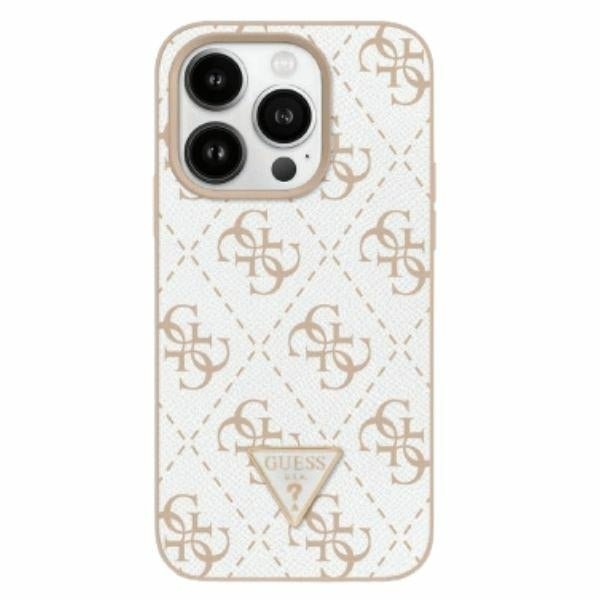 Guess iPhone 16 Pro - New 4G Triangle - Θήκη με Επένδυση Συνθετικού Δέρματος - White - GUHCP16LPG4GPH