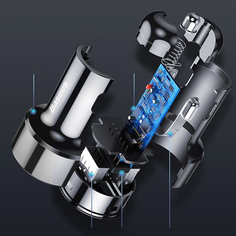 Baseus Magic Series PPS 45W 6A Φορτιστής Αυτοκινήτου Γρήγορης Φόρτισης με 2 Θύρες USB - Black - CCMLC20A - 01