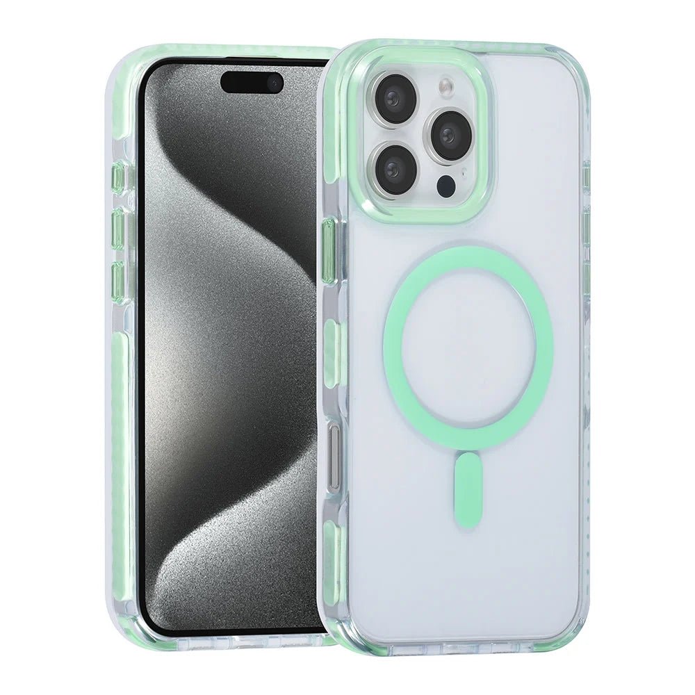 Tuniq iPhone 16 Pro Max - MagSafe Σκληρή Θήκη με Πλαίσιο Σιλικόνης και Λουράκι - Διάφανη / Green
