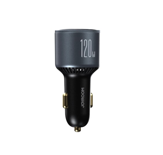 Joyroom JR - CCN07 120W Φορτιστής Αυτοκινήτου Γρήγορης Φόρτισης με 1 Θύρα USB και 2 Θύρες Type - C και Καλώδιο Type - C to Type - C 100W - Dark Grey