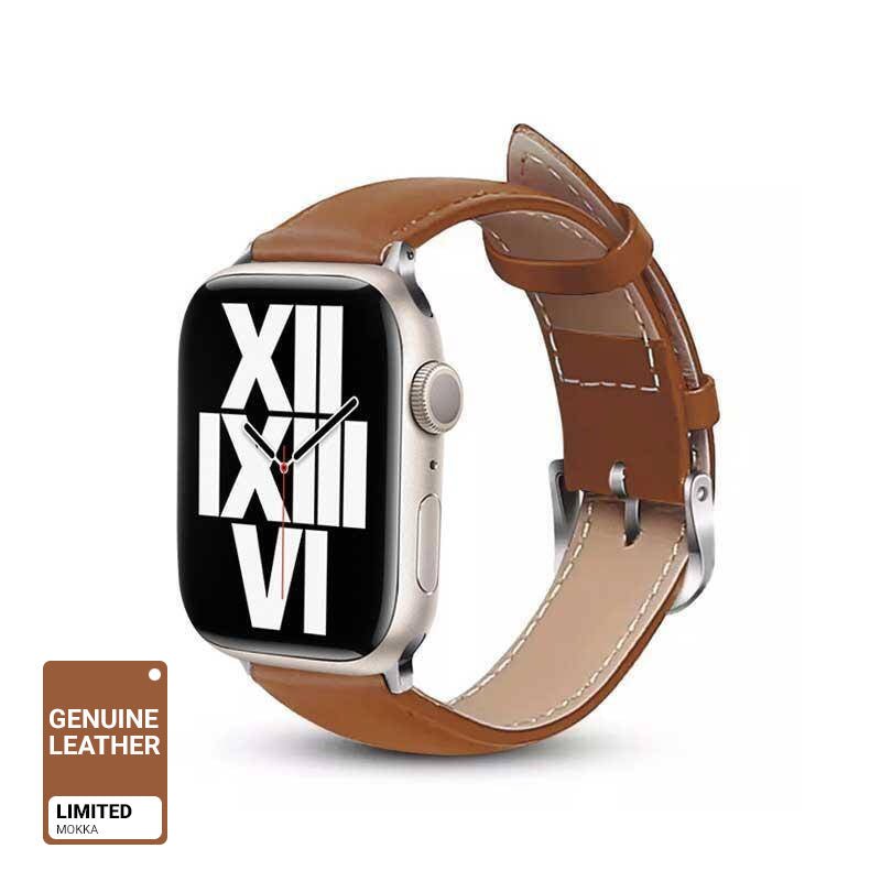Crong Λουράκι Apple Watch 4/5/6/7/8/9/10/11 - SE (1/2/3) - Ultra (1/2/3) - 42/44/45/49mm από Γνήσιο Δέρμα - Noble Band - Mokka