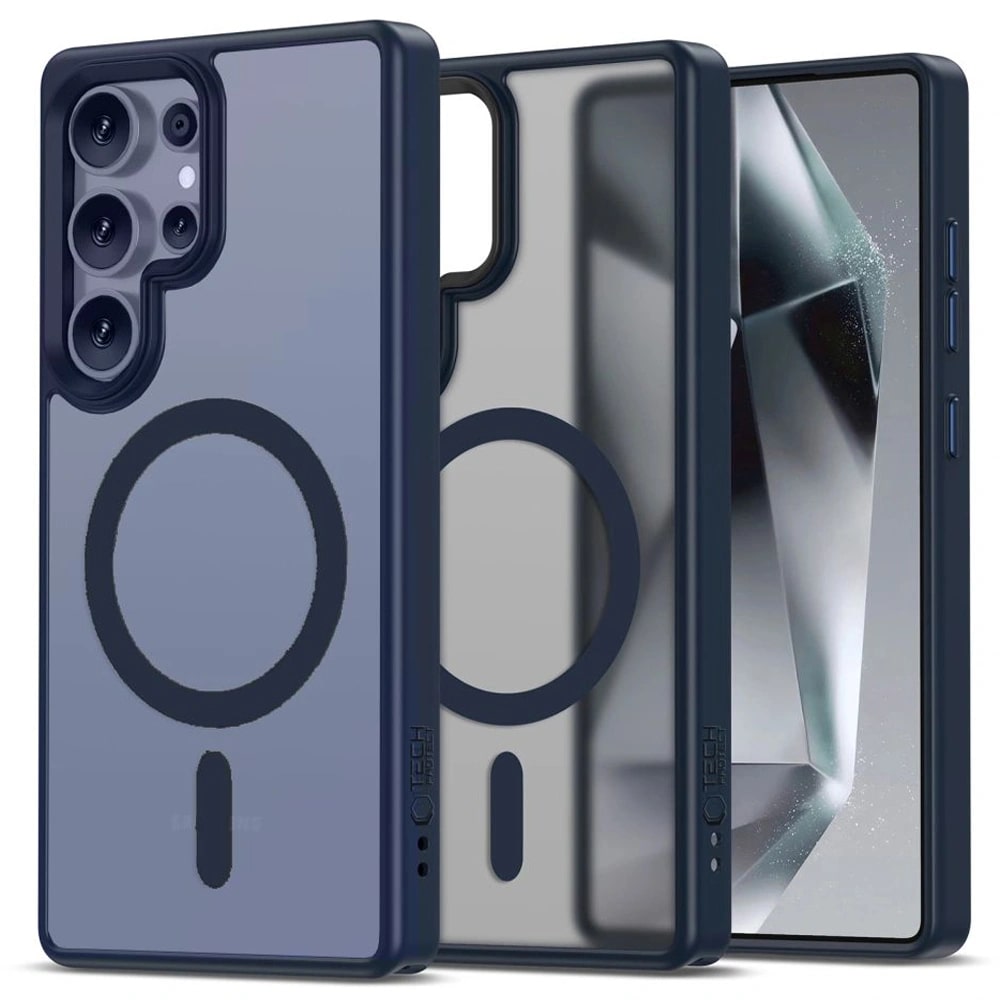 Tech - Protect Samsung Galaxy S25 Ultra MagMat Σκληρή Θήκη με Πλαίσιο Σιλικόνης και MagSafe - Matte Navy / Ημιδιάφανη
