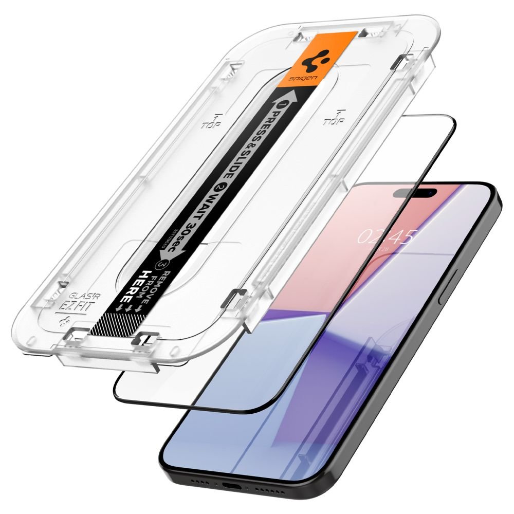 Spigen iPhone 15 Pro Max Glas.TR EZ Fit FC 0.3mm 2.5D 9H Case Friendly Full Screen Tempered Glass Αντιχαρακτικό Γυαλί Οθόνης - 2 Τεμάχια - Black