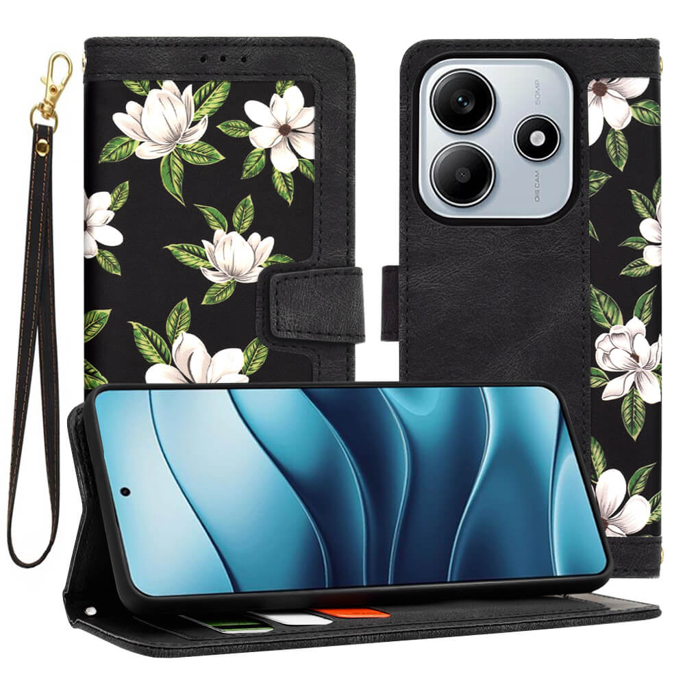 Techsuit Xiaomi Redmi Note 14 5G - FlipCraft - Θήκη Πορτοφόλι από Δερματίνη - Flowers of the Dawn