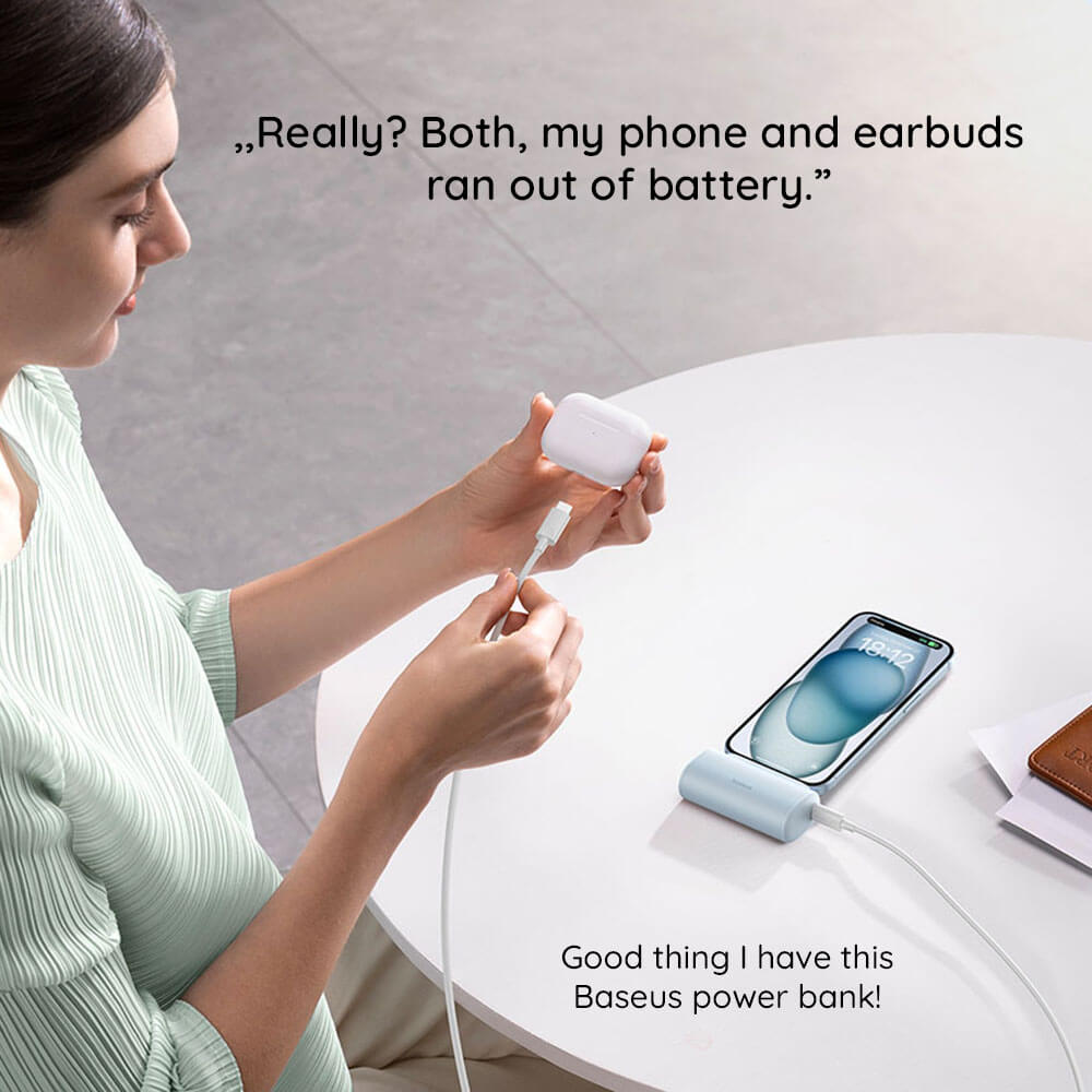 Baseus Compact Series Lightning - PowerBank 5000mAh 20W με Καλώδιο Type - C to Type - C - White - P10068307213 - 00