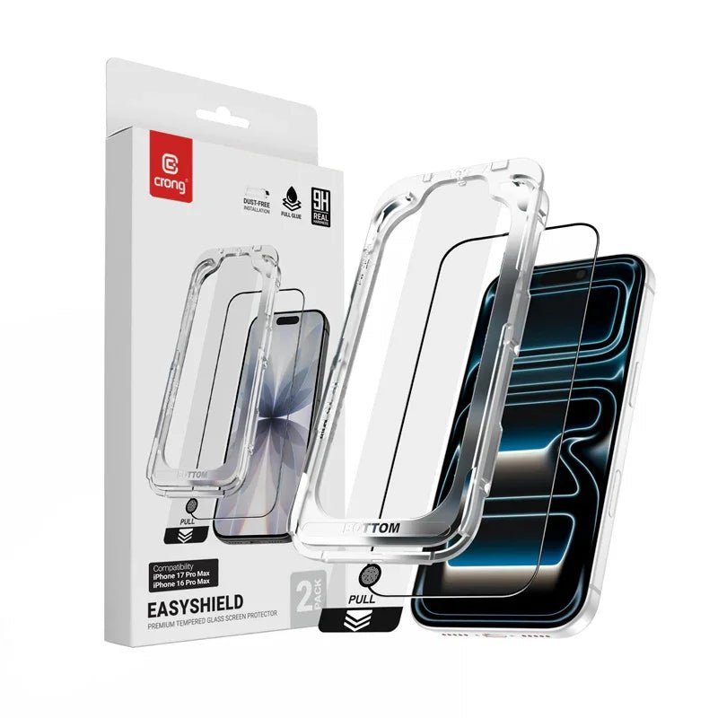 Crong iPhone 16 Pro Max / iPhone 17 Pro Max - EasyShield - Full Screen Αντιχαρακτικό Γυαλί Οθόνης - 2 Τεμάχια - Clear