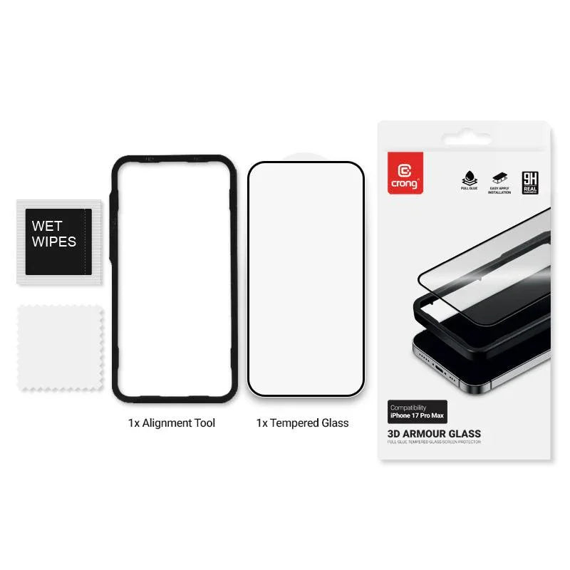 Crong iPhone 17 Pro Max - 3D Armour Glass - Full Screen Αντιχαρακτικό Γυαλί Οθόνης - Clear