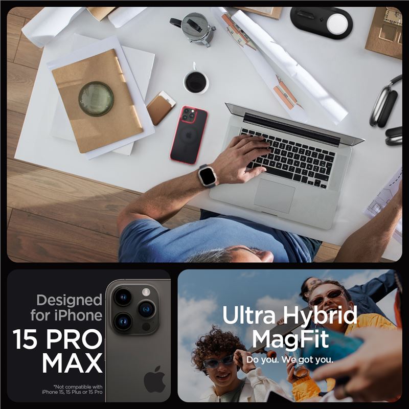 Spigen iPhone 15 Pro Max Ultra Hybrid Mag Σκληρή Θήκη με Πλαίσιο Σιλικόνης Και MagSafe - Frost Deep Red