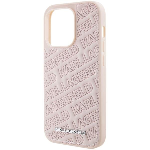 Karl Lagerfeld iPhone 15 Pro Max - Quilted K Pattern Θήκη με Επένδυση Συνθετικού Δέρματος - Pink - KLHCP15XPQKPMP