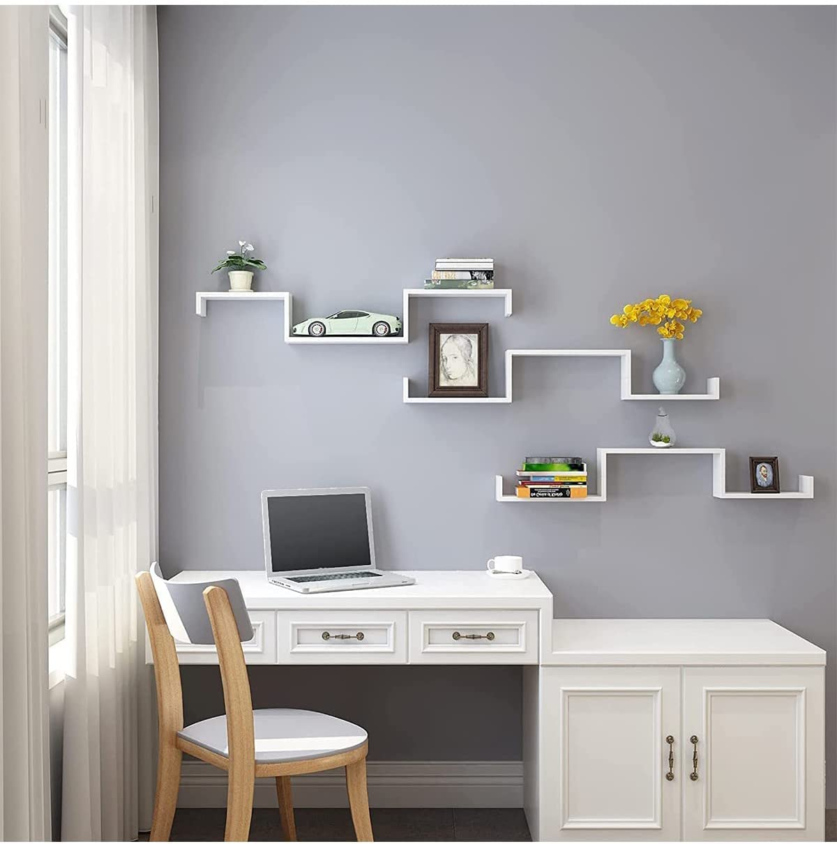 Songmics Σετ 3 Ράφια Διαφορετικού Μεγέθους - White - LWS40WTV1