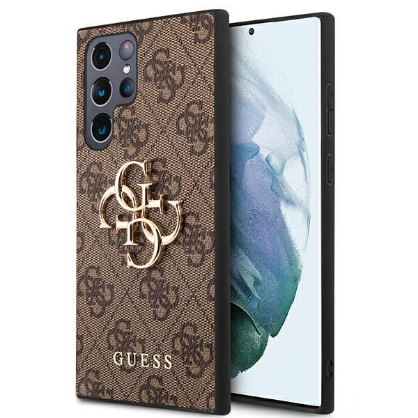 Guess Samsung Galaxy S22 Ultra - 4G Big Metal Logo Θήκη με Επένδυση Συνθετικού Δέρματος - Brown - GUHCS22L4GMGBR