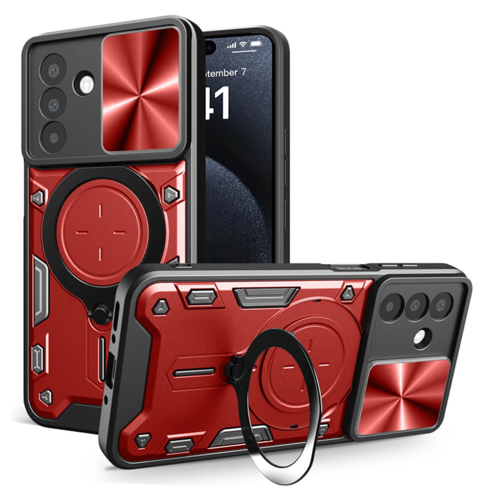 Techsuit Samsung Galaxy A26 5G - CamGuard Pro - Σκληρή Θήκη με Προστασία Καμερών και Δαχτυλίδι Συγκράτησης - Red