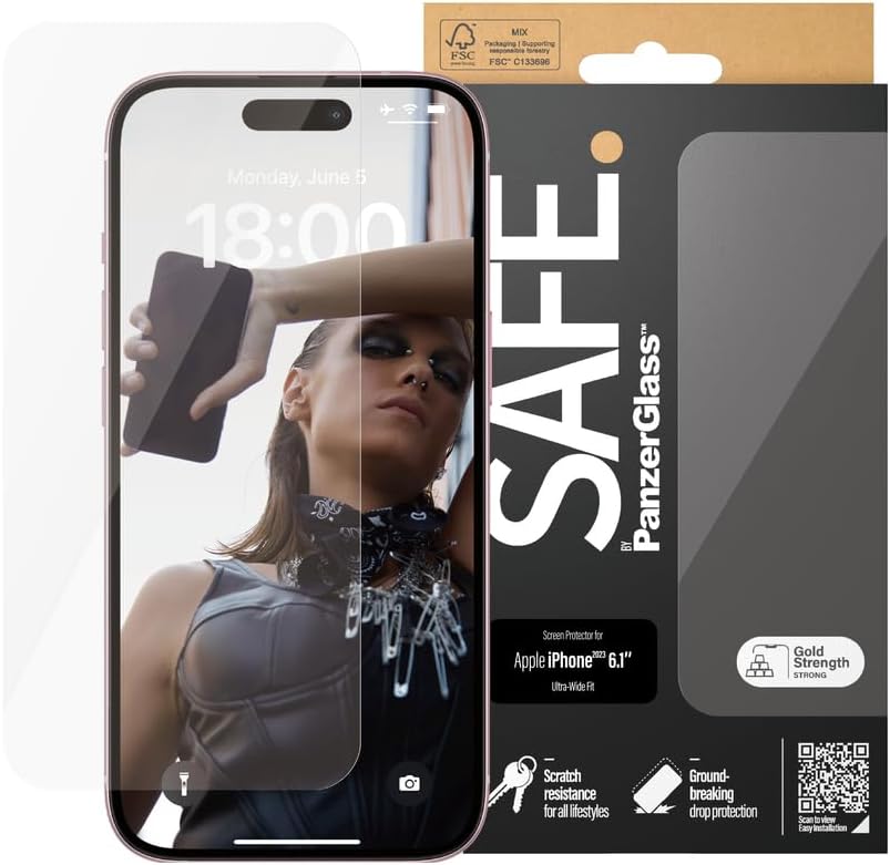 Safe by PanzerGlass iPhone 15 Ultra - Wide Fit Case Friendly Full Screen Αντιχαρακτικό Γυαλί Οθόνης - Διάφανο - SAFE95534