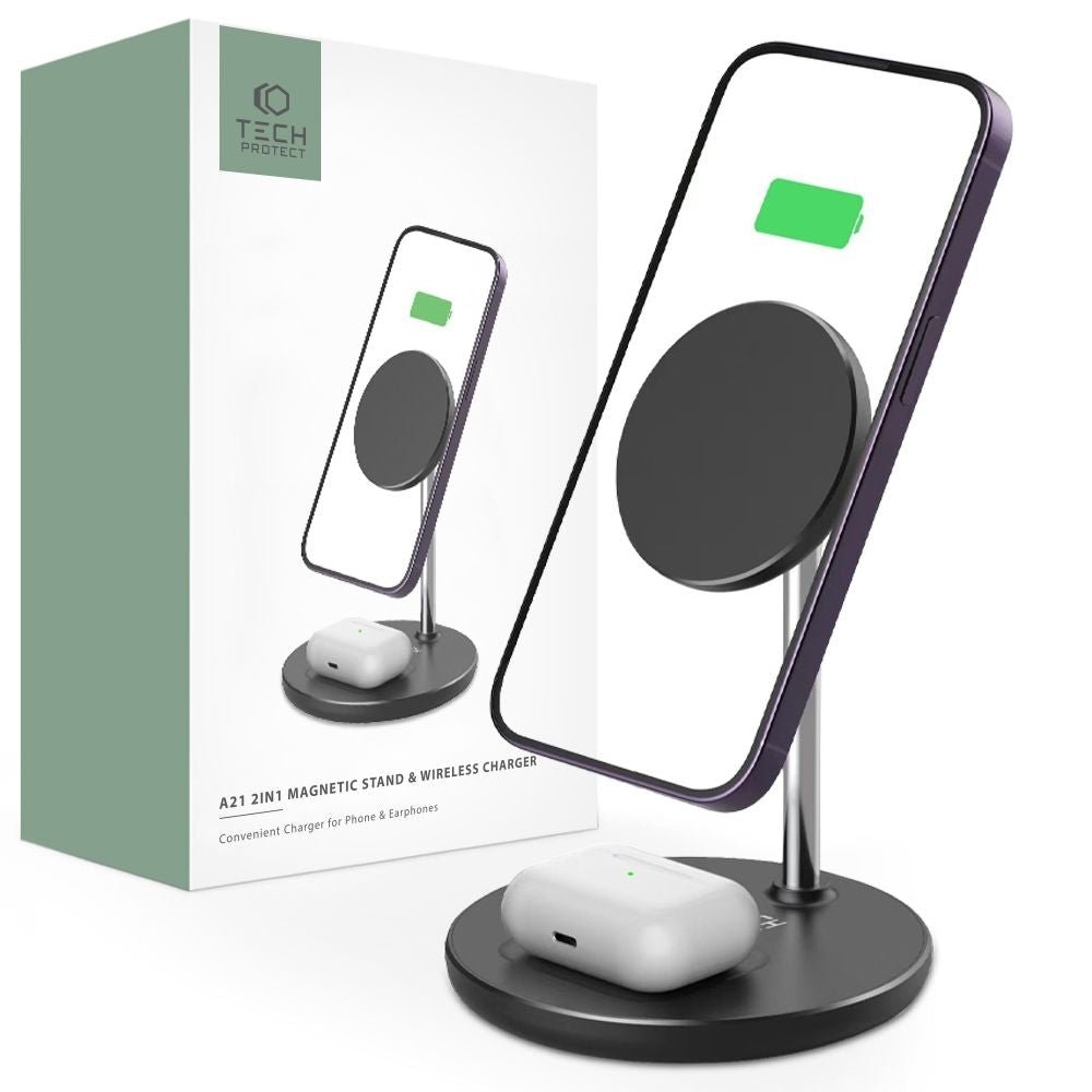 Tech - Protect A21 2in1 Ασύρματος Μαγνητικός Φορτιστής QI15W - Black