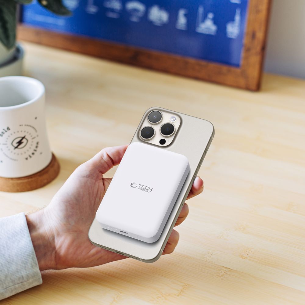 Tech - Protect PB11 Lifemag MagSafe PowerBank Μαγνητικό PowerBank Κινητού 10000 mAh - White