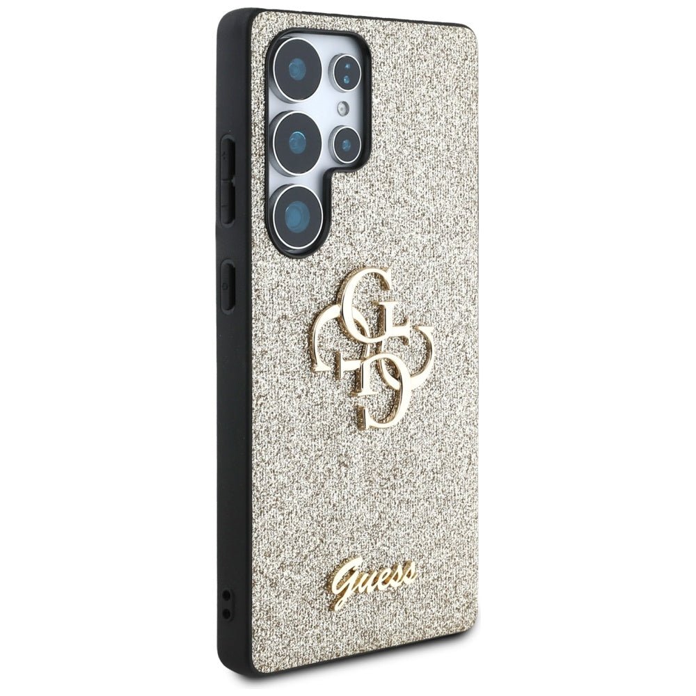 Guess Samsung Galaxy S25 Ultra - Fixed Glitter Big 4G - Σκληρή Θήκη με Πλαίσιο Σιλικόνης - Gold - GUHCS25LHG4SGD