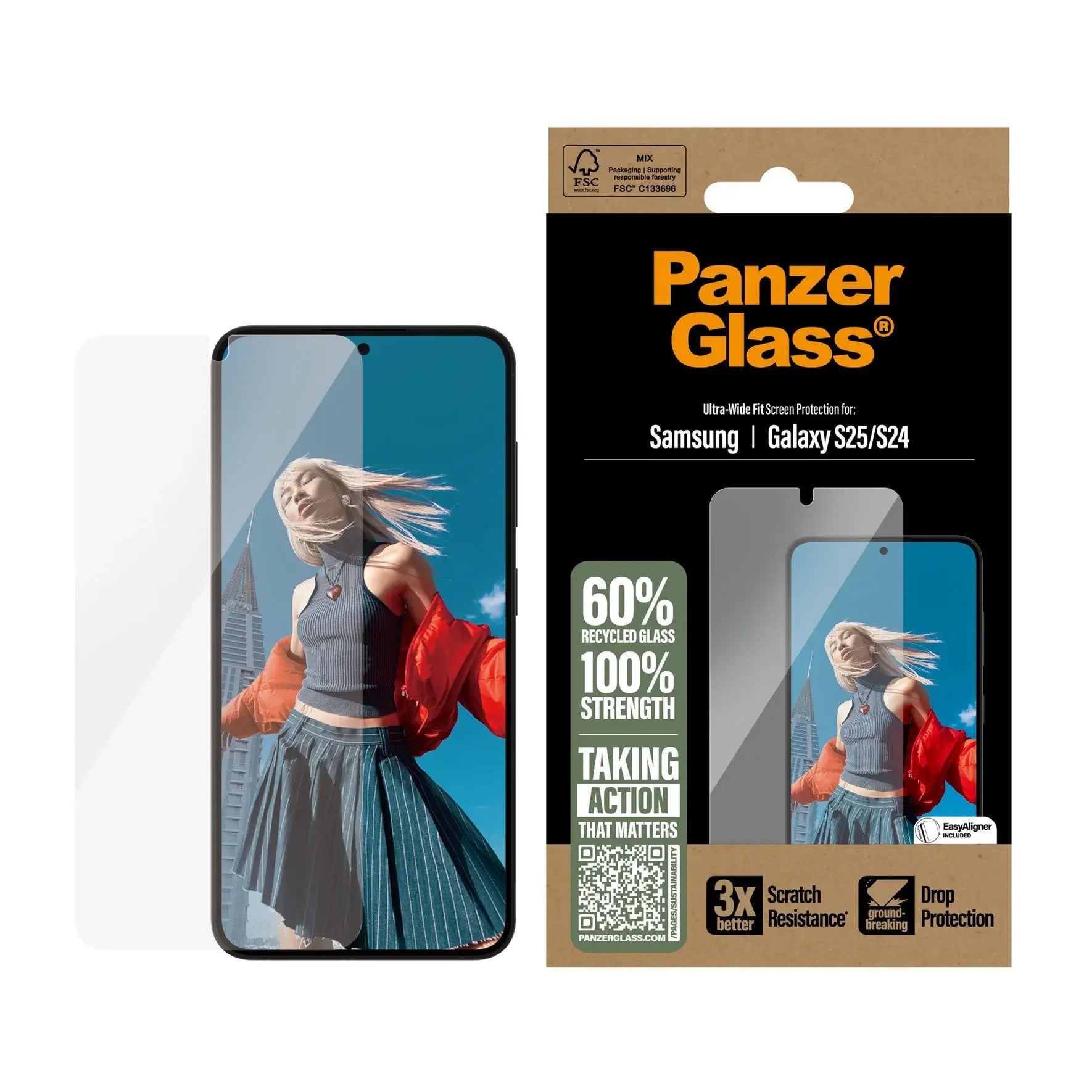 PanzerGlass Samsung Galaxy S25 - Ultra - Wide Fit Case Friendly Full Screen Αντιχαρακτικό Γυαλί Οθόνης - Διάφανο