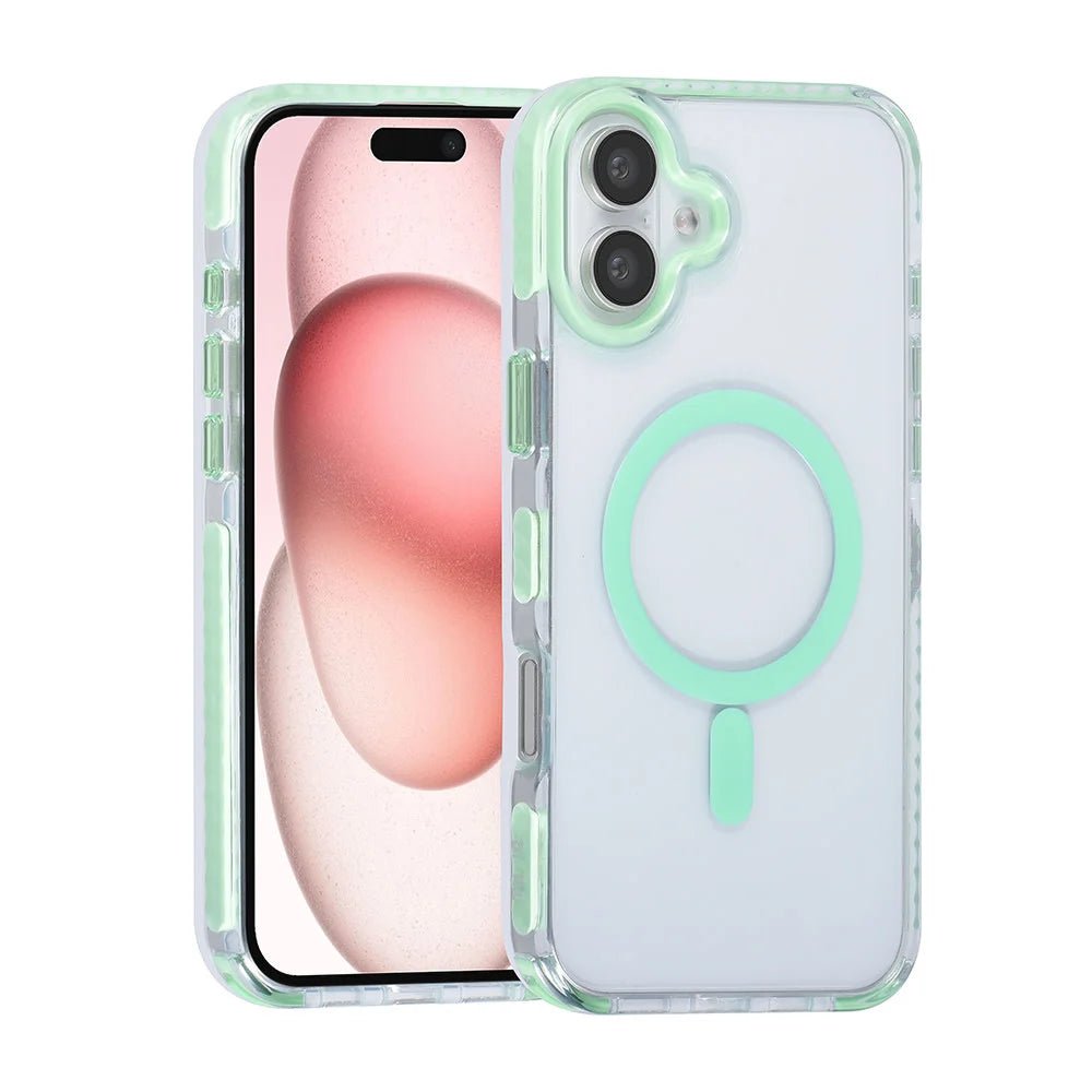 Tuniq iPhone 16 Plus - MagSafe Σκληρή Θήκη με Πλαίσιο Σιλικόνης και Λουράκι - Διάφανη / Green