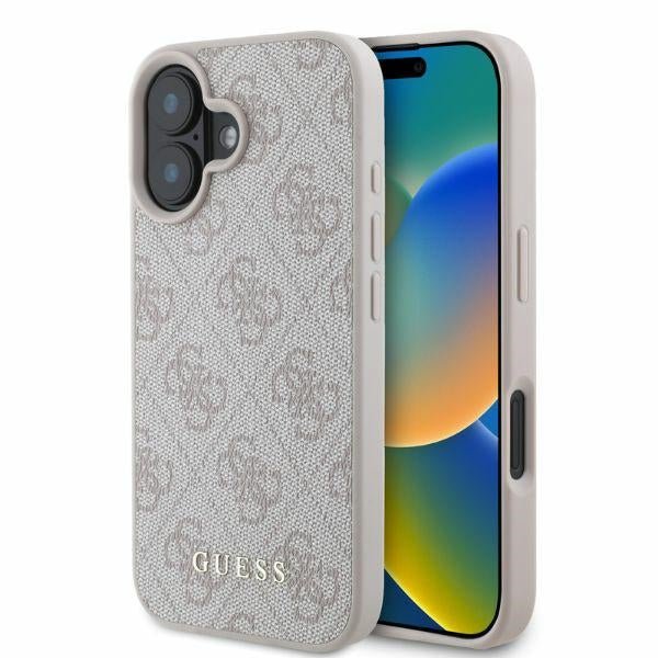 Guess iPhone 16 - 4G Classic - Σκληρή Θήκη με Επένδυση Συνθετικού Δέρματος - Pink - GUHCP16SG4GFPI