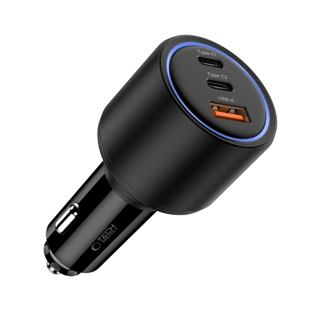 Tech - Protect CC04 PD175W Φορτιστής Αυτοκινήτου Γρήγορης Φόρτισης με 2 Θύρες Type - C και 1 Θύρα USB - Black