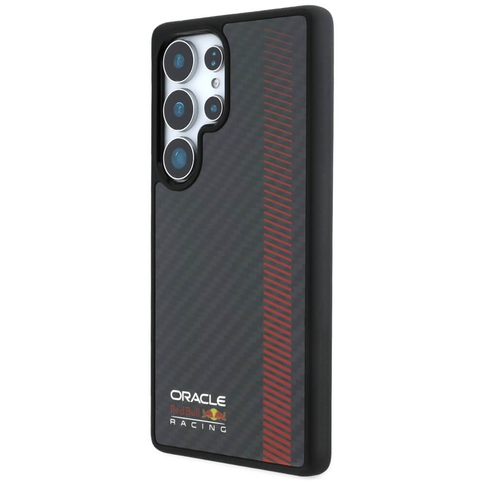 Red Bull Samsung Galaxy S25 Ultra - Real Carbon Fiber Powerbar - MagSafe Σκληρή Θήκη με Πλαίσιο Σιλικόνης - Black - RBHMS25L24CFGSMK