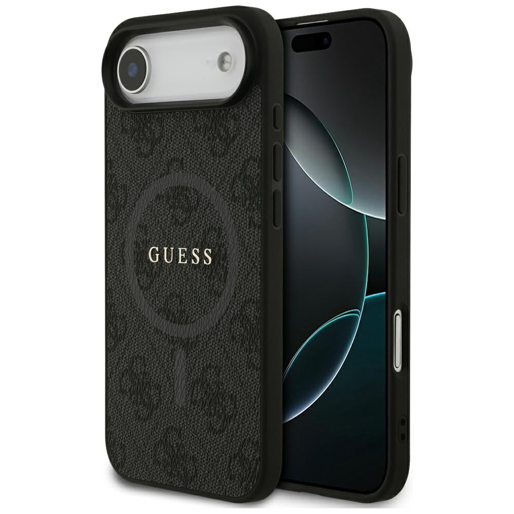 Guess iPhone Air - 4G Ring Classic Logo MagSafe - Σκληρή Θήκη με Πλαίσιο Σιλικόνης και Επένδυση Συνθετικού Δέρματος - Black - GUHMP17MG4GFRK