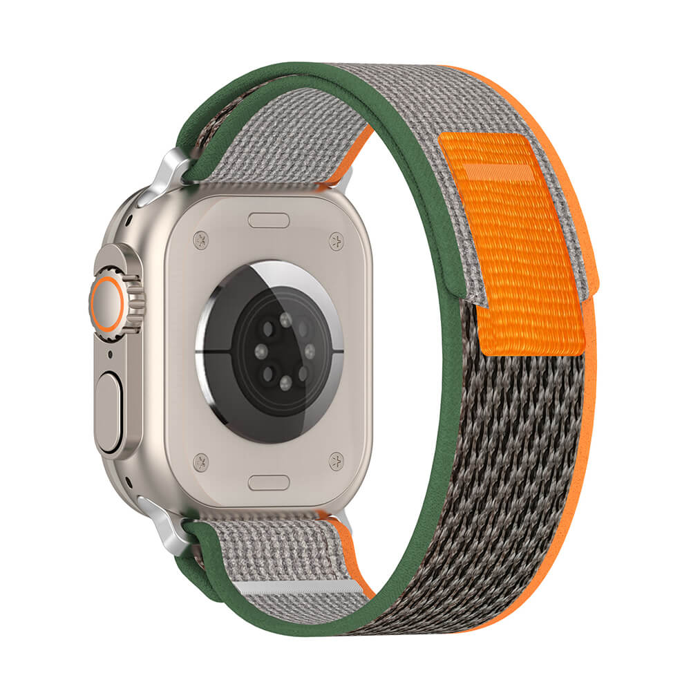 Techsuit Λουράκι Apple Watch 4/5/6/7/8/9/10/11 - SE (1/2/3) - ULTRA (1/2/3) - 44/45/46/49mm Watchband W039 Nylon - Green / Orange