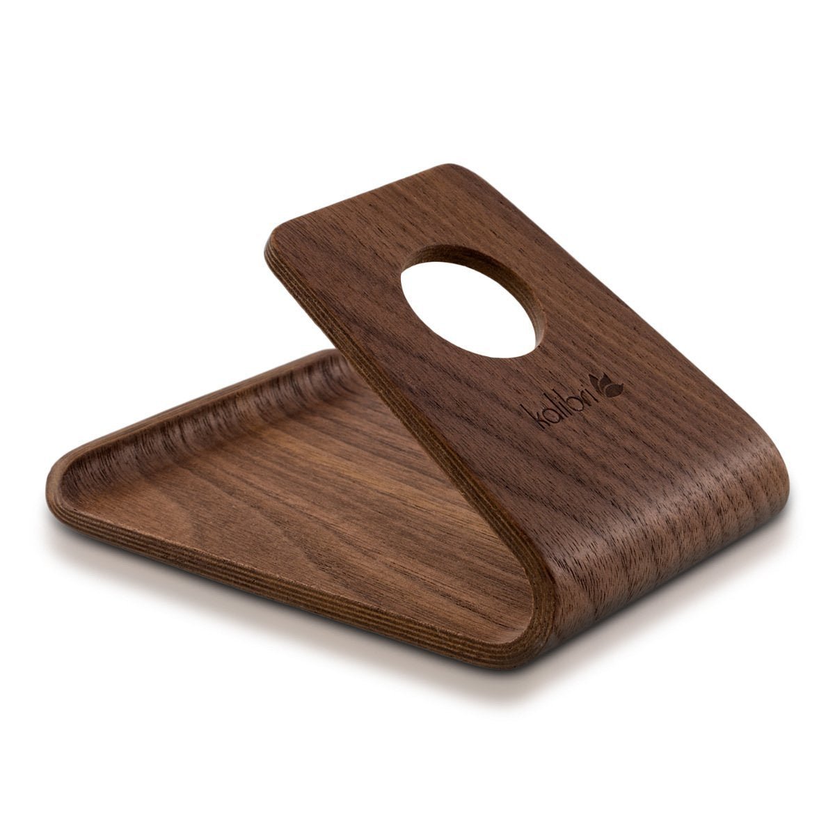 Kalibri Wooden Mobile Stand Βάση Στήριξης Κινητών από Φυσικό Ξύλο - Dark Brown - 34561.18