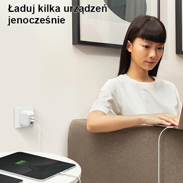 Uniq Verge Pro 66W GaN Οικιακός Φορτιστής Γρήγορης Φόρτισης Type - C - Cloud White