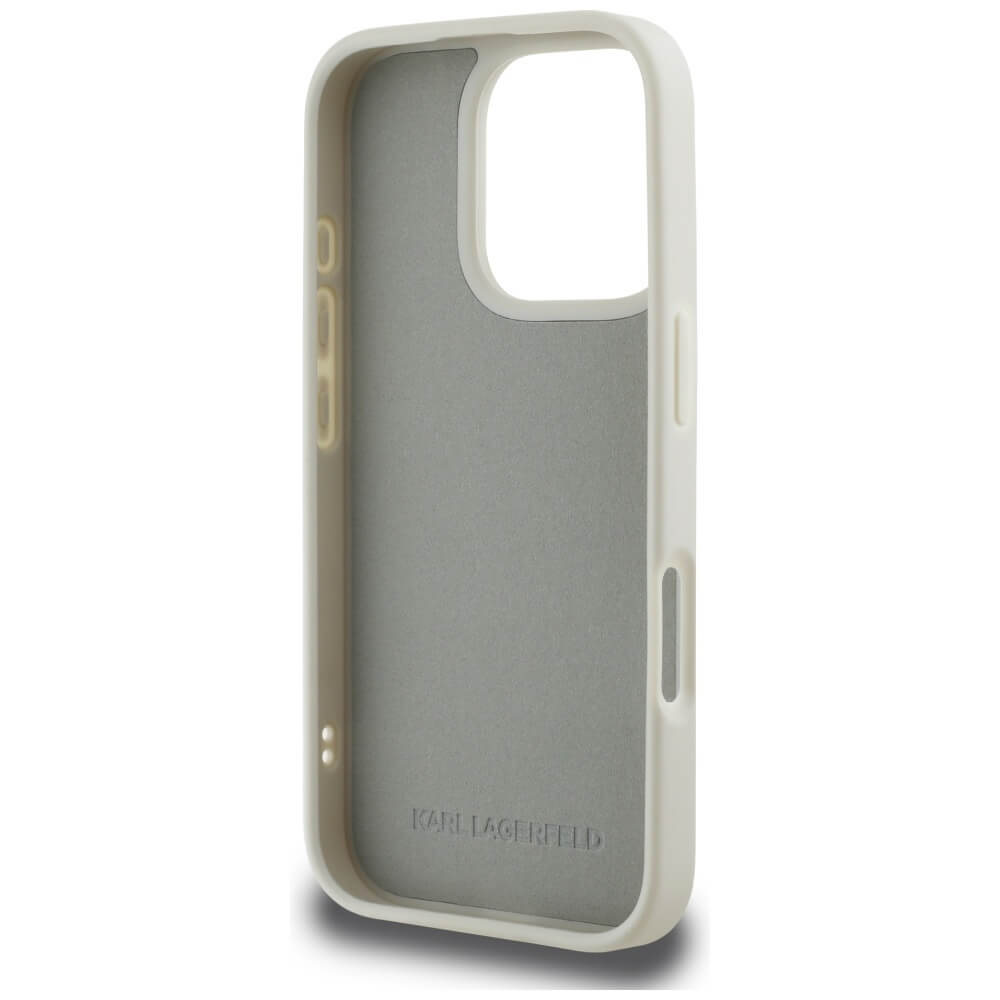 Karl Lagerfeld iPhone 16 Pro - HC 3D Rubber Double Heads - Σκληρή Θήκη με Πλαίσιο Σιλικόνης - Beige - KLHCP16LRBCKCHLE