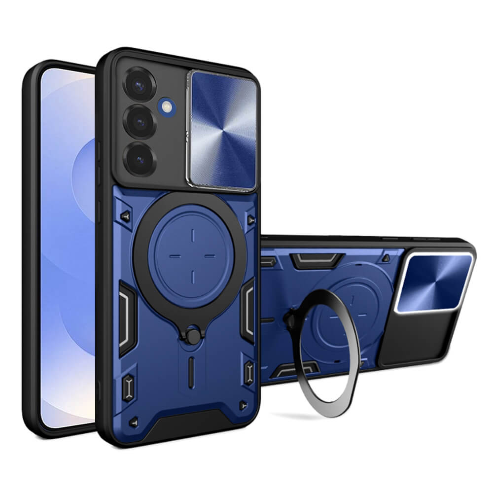 Techsuit Samsung Galaxy S25 - CamGuard Pro - Σκληρή Θήκη με Προστασία Καμερών και Δαχτυλίδι Συγκράτησης - Blue
