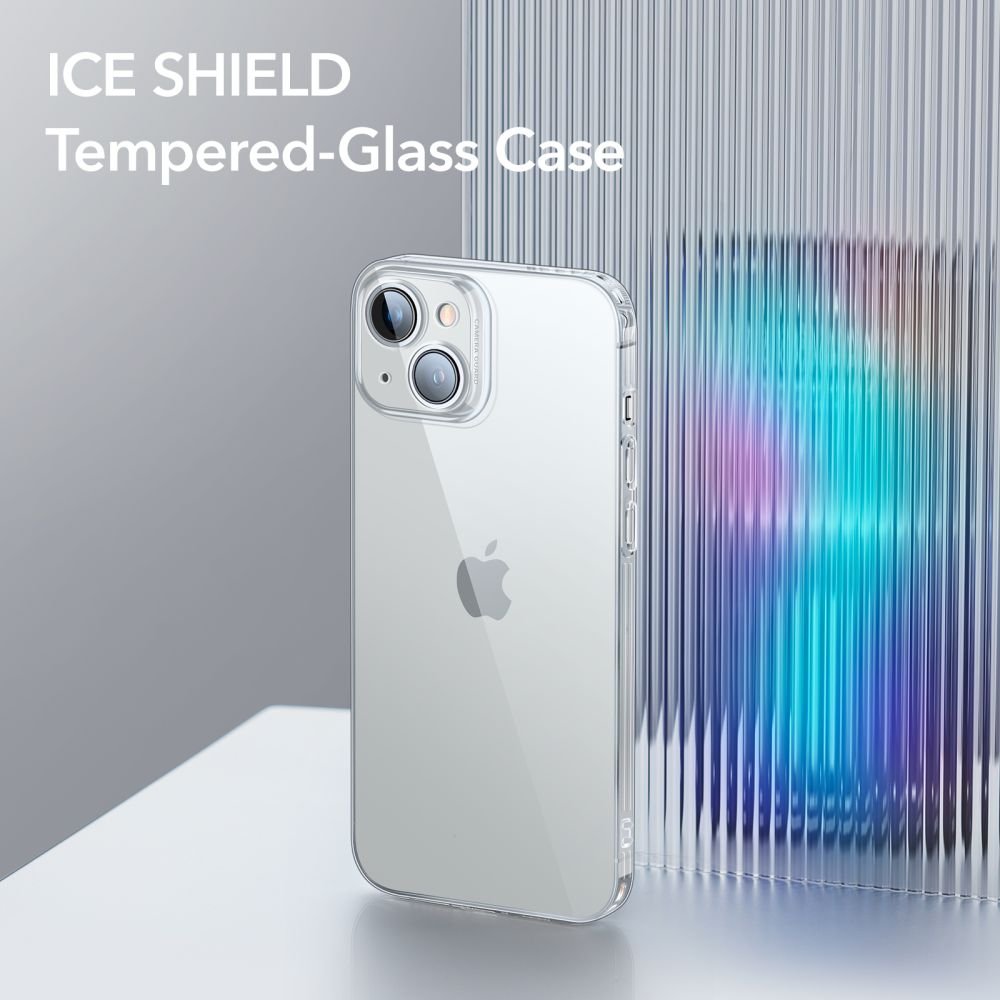 ESR iPhone 14 Plus / iPhone 15 Plus Ice Shield Θήκη με Πλαίσιο Σιλικόνης και Όψη Γυαλιού Tempered Glass - Διάφανη