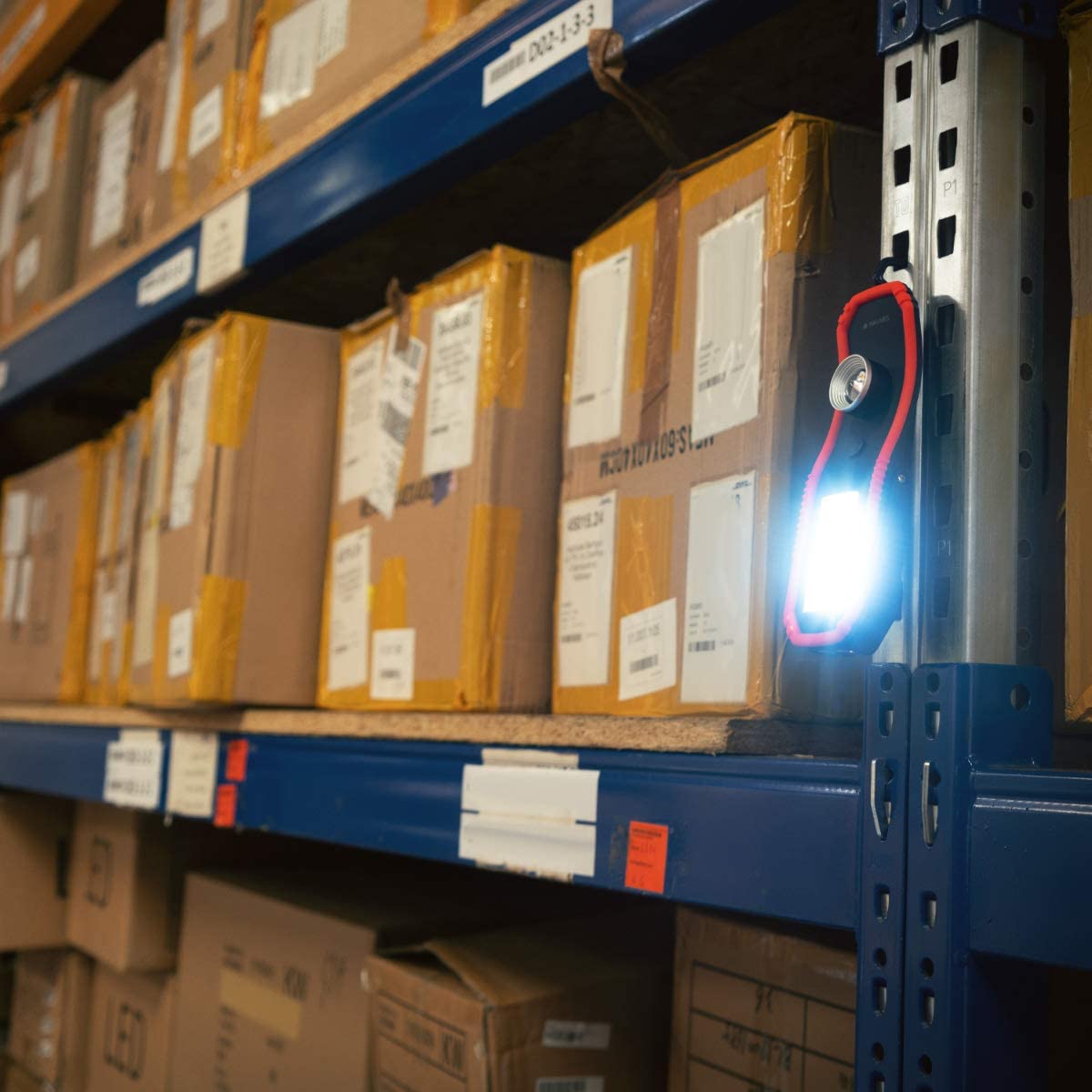 Navaris 1x 3W COB LED Work Light Φακός Εργασίας με Μαγνητική Βάση και Γάντζο - Black / Red - 45758.01