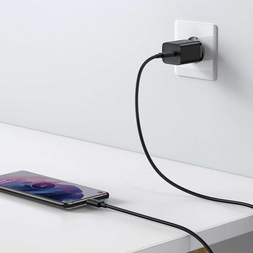 Baseus Super Si PD 25W Οικιακός Φορτιστής με Θύρα Type - C και καλώδιο Type - C to Type - C - Black - TZCCSUP - L01