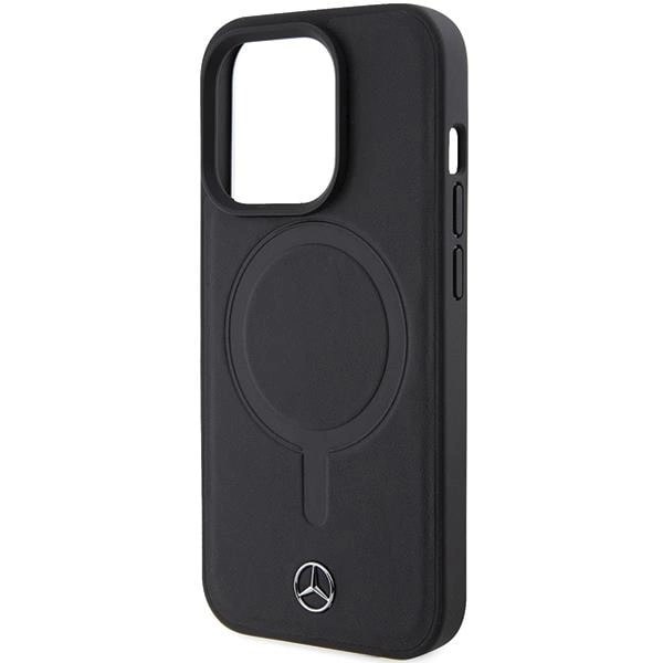 Mercedes iPhone 15 Pro Max Smooth Leather MagSafe Σκληρή Θήκη με Επένδυση Συνθετικού Δέρματος και MagSafe - Black - Mer007846 - 0