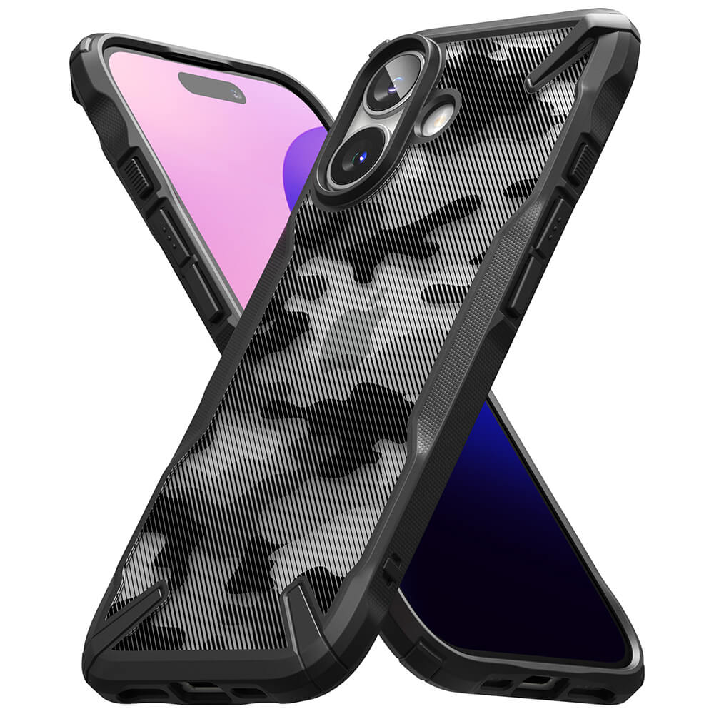 Ringke iPhone 16 Fusion X Σκληρή Θήκη με Πλαίσιο Σιλικόνης - Camo Black