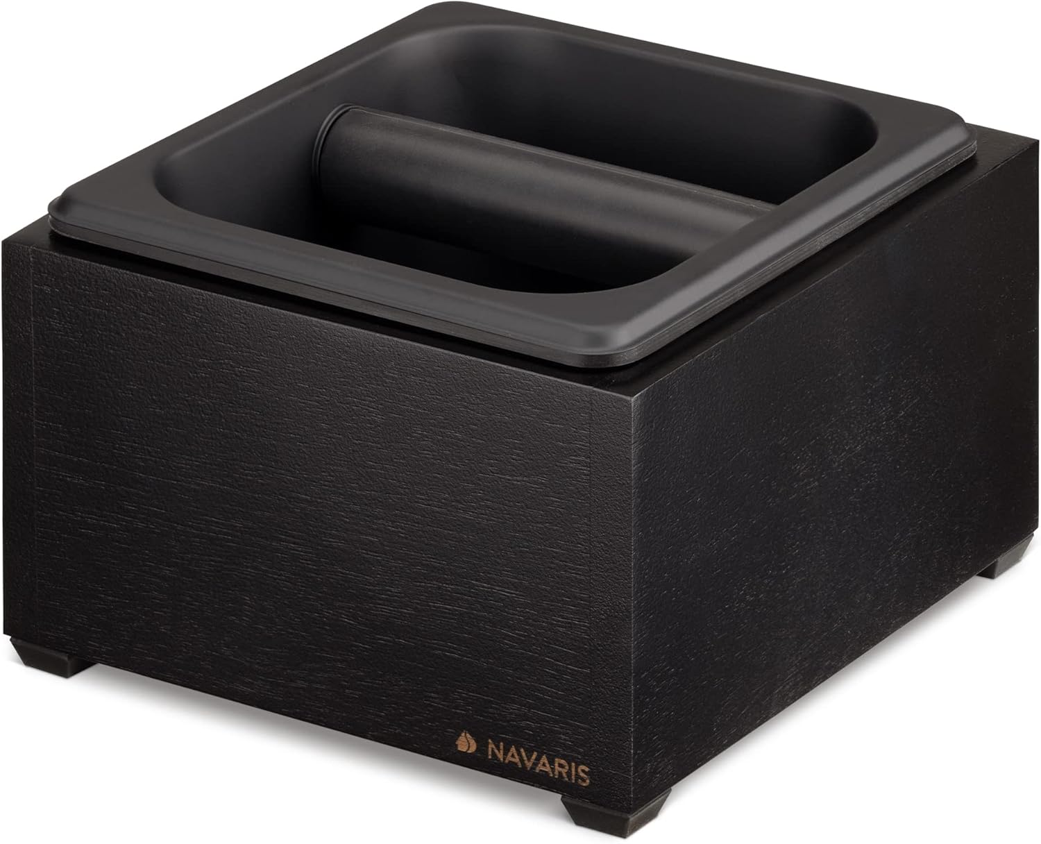 Navaris Ξύλινο Δοχείο Χτυπήματος Κλείστρου - Acacia Wood - Black - 54693.03