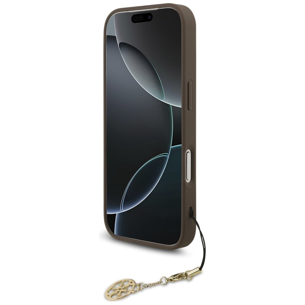 Guess iPhone 17 Pro - 4G Charms Collection MagSafe - Θήκη με Επένδυση Συνθετικού Δέρματος - Brown - GUHMP17LGF4GCW