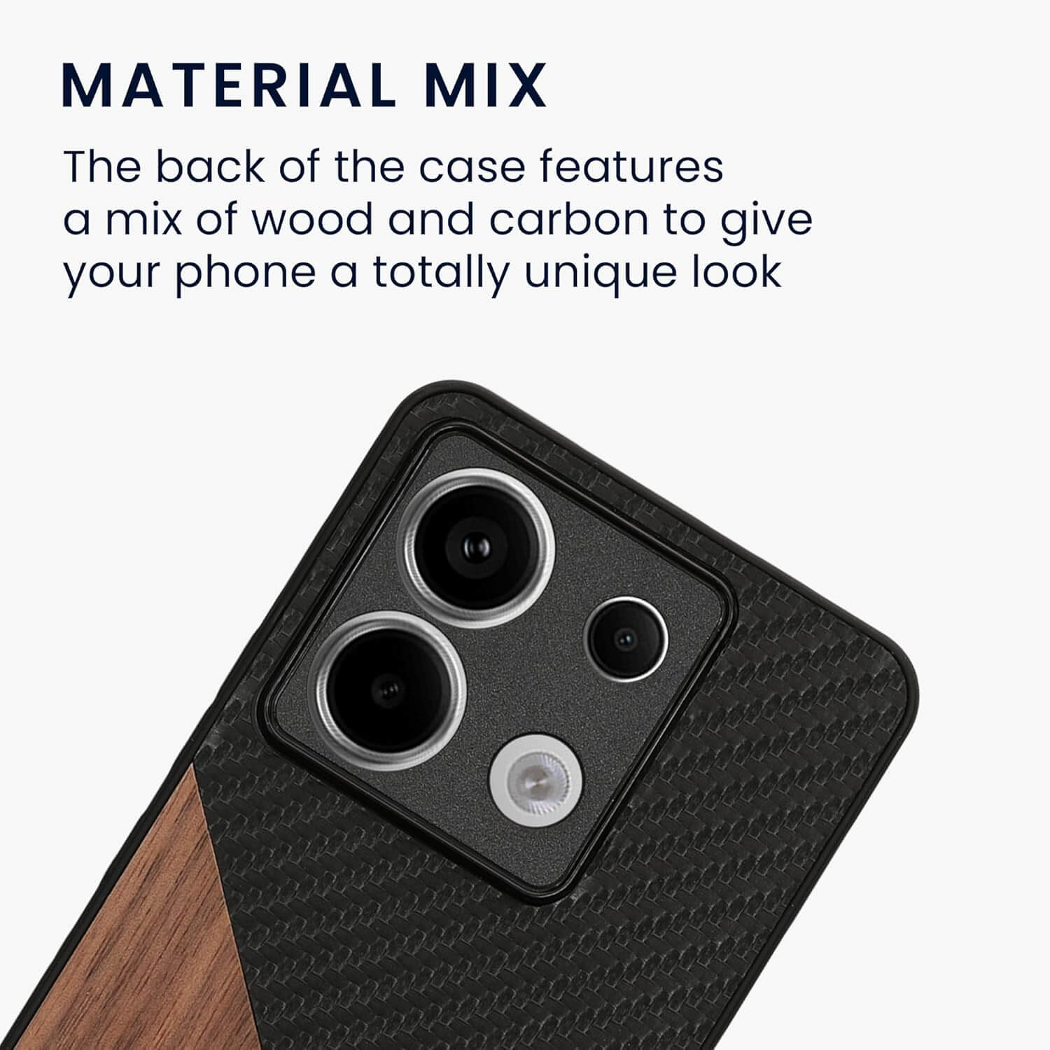 KW Xiaomi Redmi Note 13 Pro 5G / Poco X6 5G Θήκη από Φυσικό Ξύλο και Carbon - Black / Dark Brown