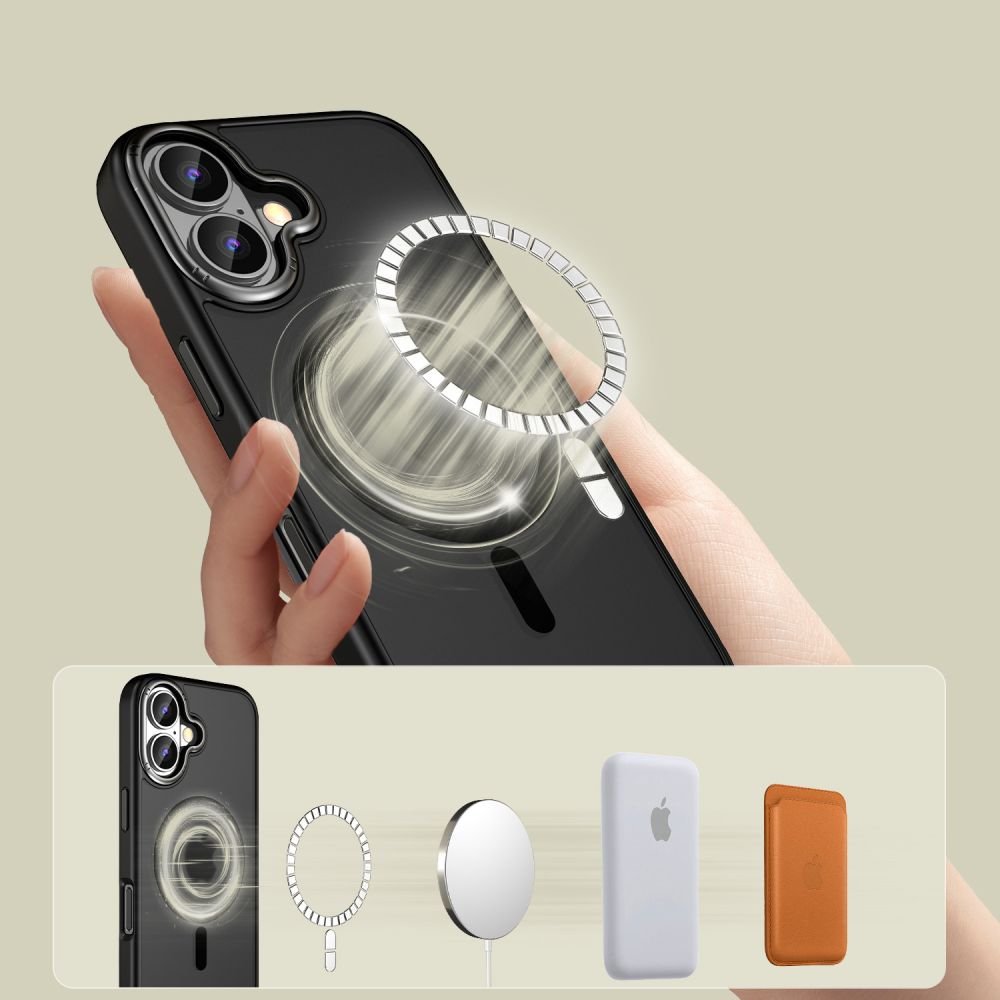 Tech - Protect iPhone 16 MagEdge - Σκληρή Θήκη με Πλαίσιο Σιλικόνης και MagSafe - Matte Black / Gunmetal